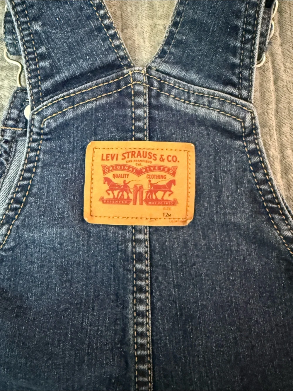 Levi's Dark Blue Denim Baby Overalls with Front Pocket